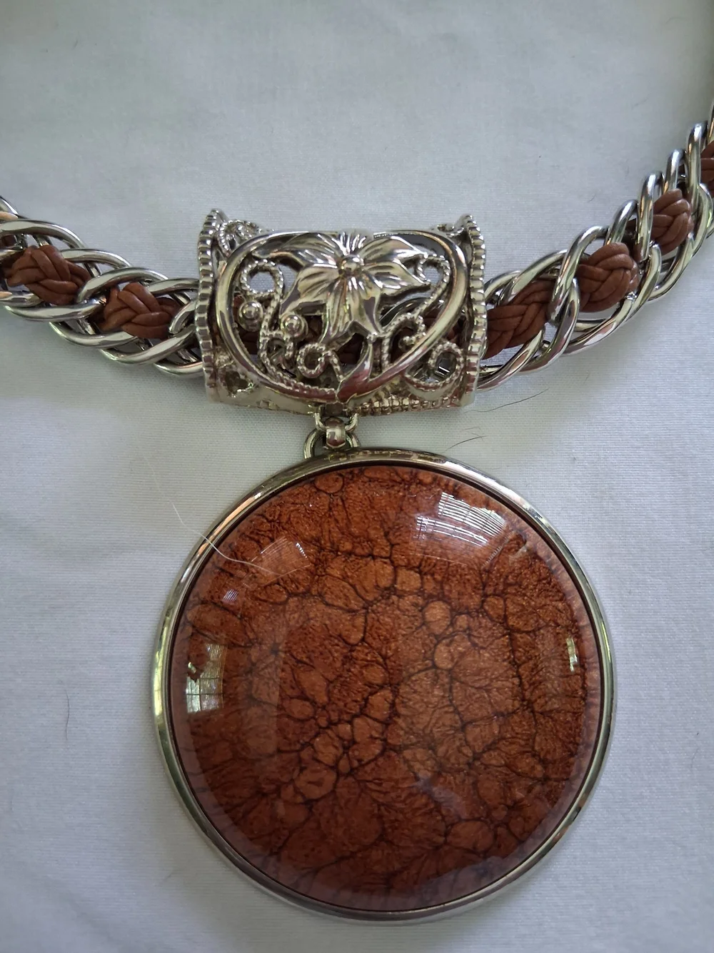 Fossil coral / agatized fossil coral Silver Necklace